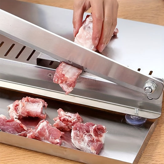 Stainless Steel Manual Meat Slicer Frozen Beef Cutter – 408 Steel Blade Rectangle Slicer for Beef Rolls Vegetables & Bone | Easy to Clean Household Meat Cutting Tool Kitchen Gadget