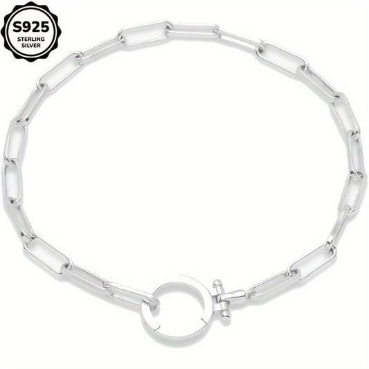 Bracelet for Women - 925 Sterling Silver Paper Clip Chain for Parker Link Iconic Buckle Elegant - product detail view 2