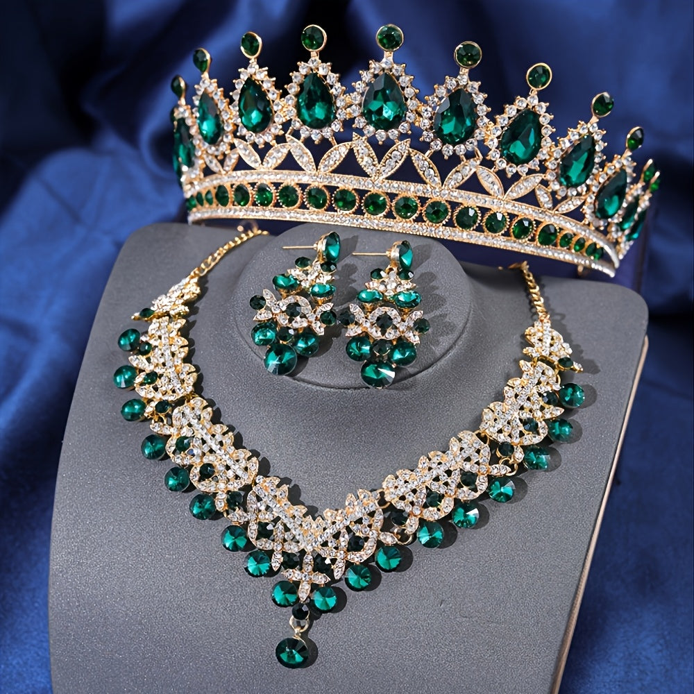 Bridal Jewelry Set - Baroque Crown Necklace and Earring 2pcs - High-End Wedding for Women - product detail view 11