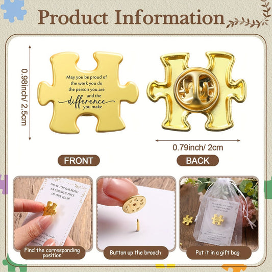 Brooch Pin - Employee Appreciation Gifts Bulk 75pcs Puzzle Piece Lapel Set with Thank - product detail view 2