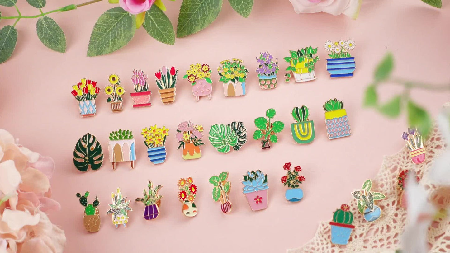 Brooch Pin - Enamel Set 30pcs Cute Cartoon Animal Flower Lapel Kawaii Floral Bulk for - product detail view 6