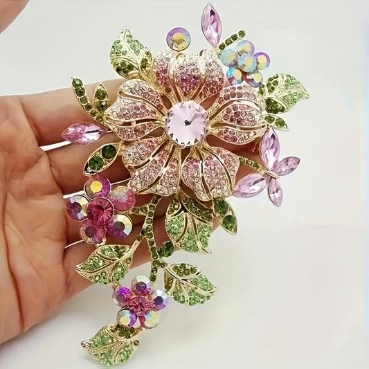 Brooch Pin - Rose for Women Sparkling Crystal Flower Elegant Luxury Rhinestone for - product detail view 2