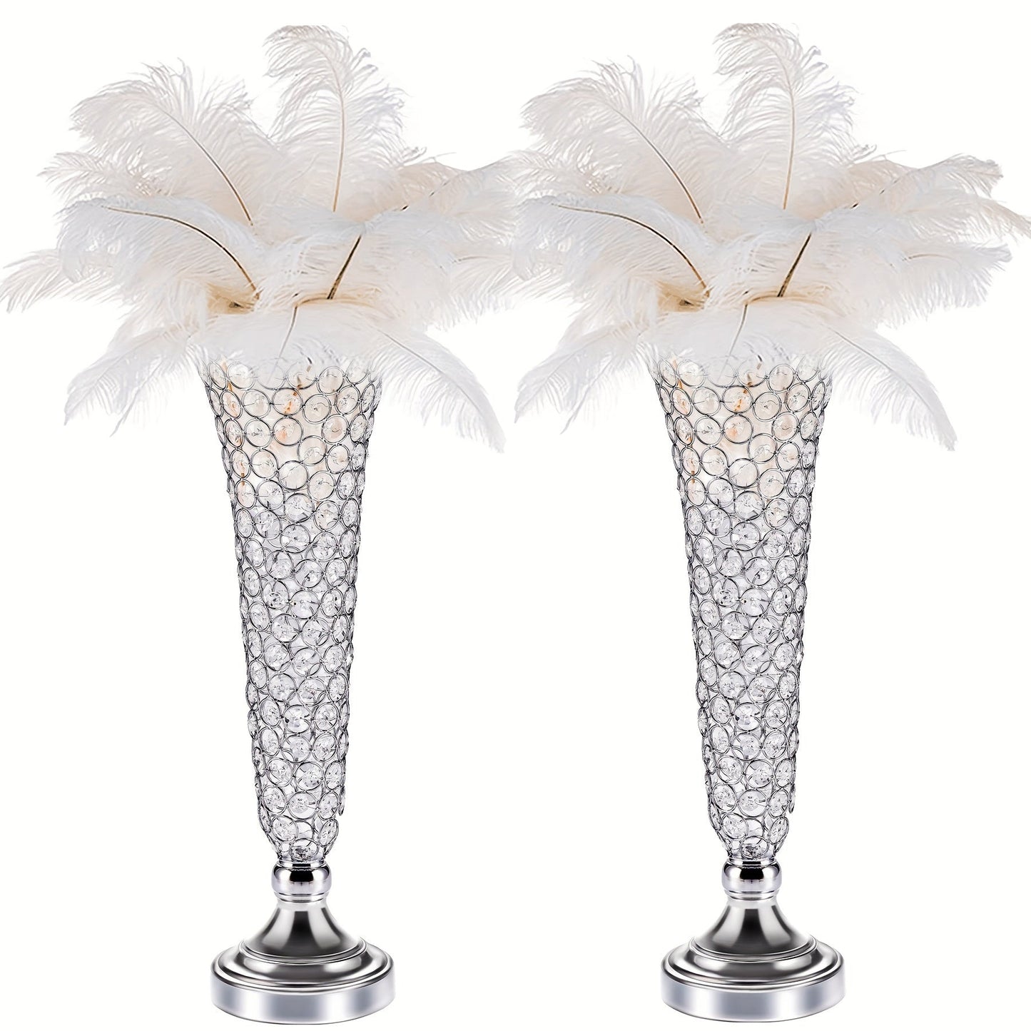 Crystal-Style Trumpet Decorative Vase Set in Gold or Silver and Two- or Ten-Piece Options for Home and Everyday Use