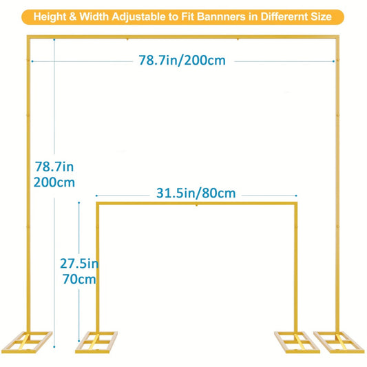 Square Arch Backdrop Stand 6FT & 8FT Metal Balloon Arch Frame | Adjustable Wedding Arch for Ceremony, Birthday Party, Baby Shower & Event Decoration