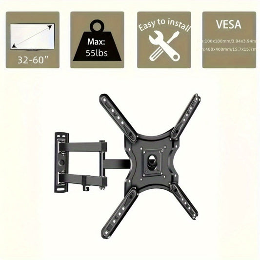 Tilt Swivel TV Wall Mount 22-60 Inch – Iron Construction, Multi-Angle Adjustment, Universal Fit for Samsung LG Sony TCL Vizio LED LCD Flat Screen TVs, Easy Installation