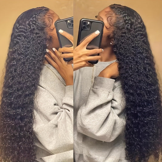 Loose Curly Wave Lace Front Wig 13x4 Synthetic Glueless Pre Plucked Heat Resistant Natural Hairline – Women 22 24 32 34 Inch Color 1B | Daily Wear Party Wedding Gift