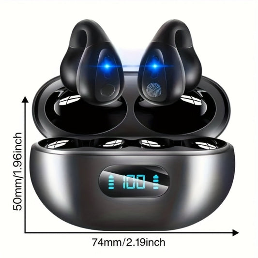 Menzluio Bone Conduction Headphones 48H Playtime HiFi Stereo Active Call Noise Canceling Wireless Open-Ear Headset for iPhone Android Sports Running Cycling Outdoor Awareness