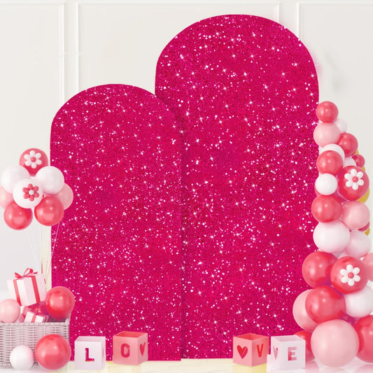 Glitter Sequin Arch Cover 2 Set 6Ft & 7.2Ft Metallic Spandex Payette Panel Wedding Arch Backdrop Cover for Wedding Ceremony, Birthday Party, Bridal Shower & Event Decoration