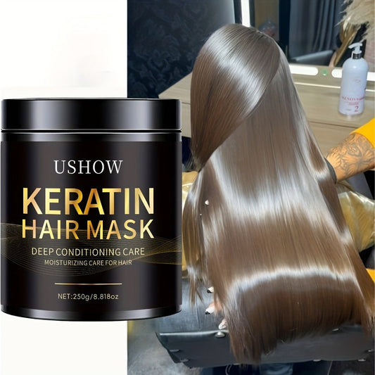 Deep Conditioning Keratin Hair Mask 250g with Collagen – Repairs Dry & Damaged Hair, Anti-Breakage, Reduces Split Ends, Softens & Strengthens, Color-Treated Safe, 8.8oz