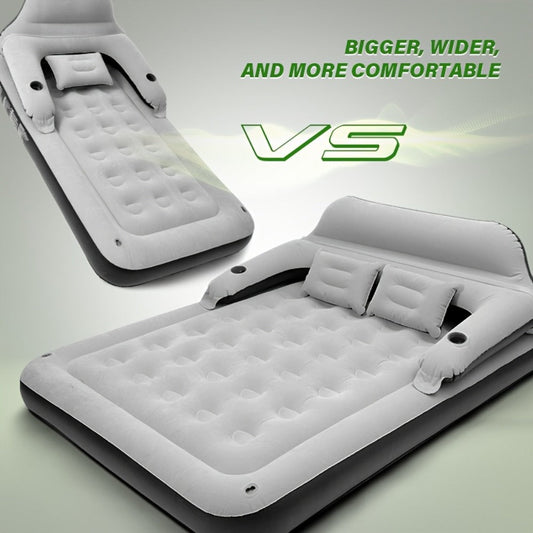 Inflatable Air Mattress with Backrest Pillow & Built-in Pump, Self-Inflating Portable Camping Bed for Outdoor Hiking Travel, Double Size Guest Bed for Home Floor Sleeping