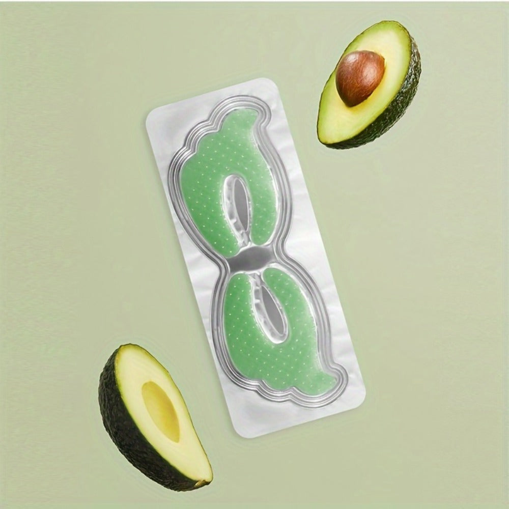 Three-Box Avocado-Print Under-Eye Patch Set with Green Individual Packs and Shea Butter Package Wording