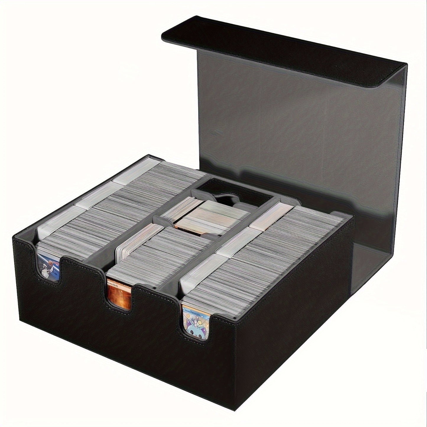 Three-Row Trading Card Storage Box with Black-Purple or Black-Gray Interior and Source-Labeled 1500+ Capacity