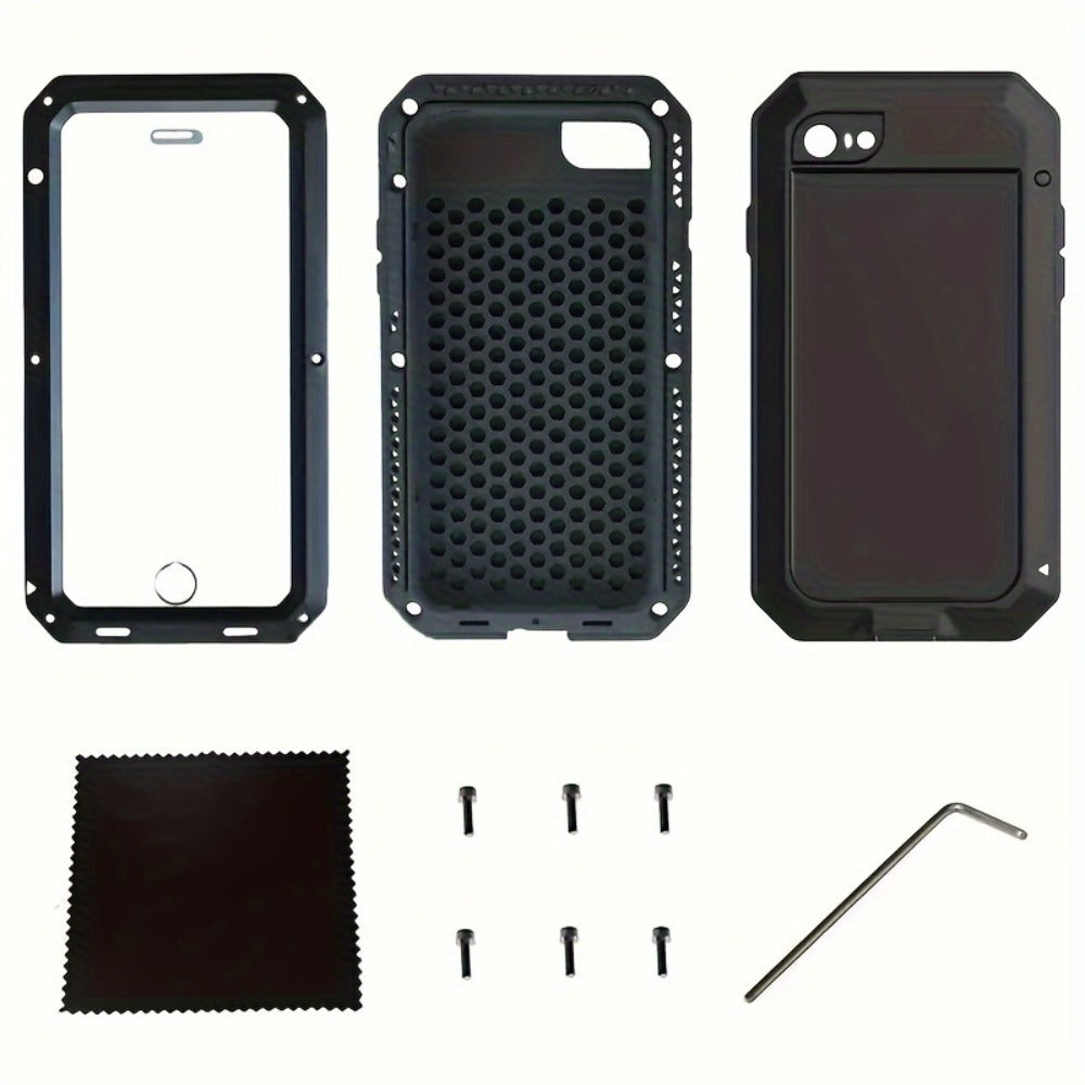 Metal-Frame Full-Body iPhone Case with Built-In Glass Screen Cover for Selected iPhone 11 through 16 Models