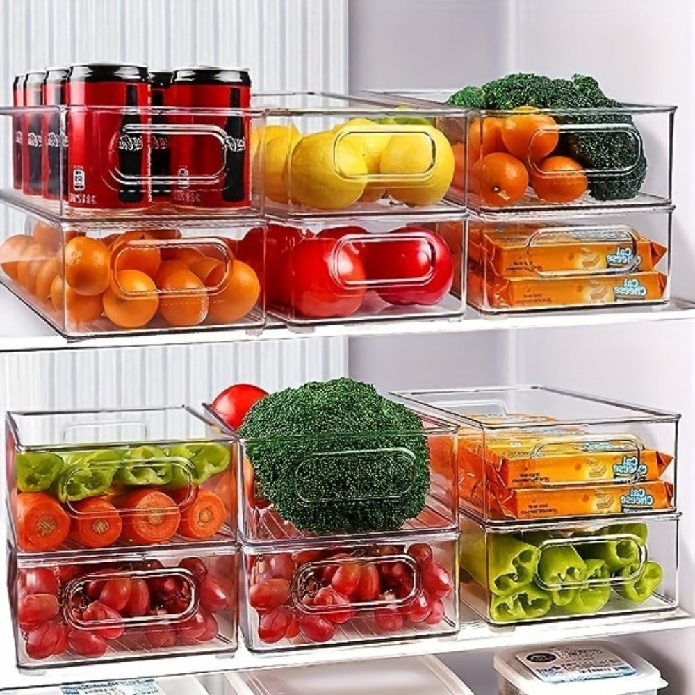 Refrigerator Organizer Bins 6pcs Set - Clear Fridge Storage Bins for Freezer Kitchen Cabinet for Home Cooking, Dining and Outdoor Meals