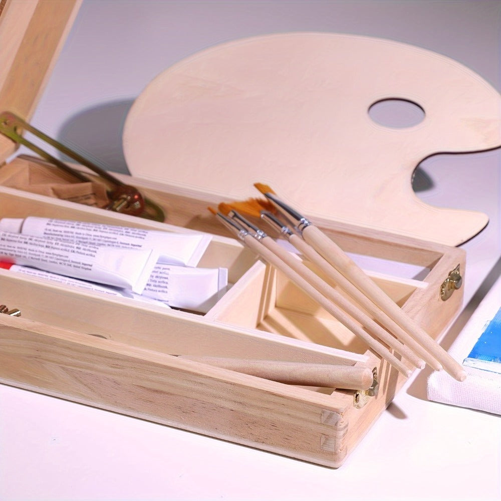 14-Piece Portable Painting Box Set with Adjustable Tabletop Easel, Canvas, Brushes and Palette Knife