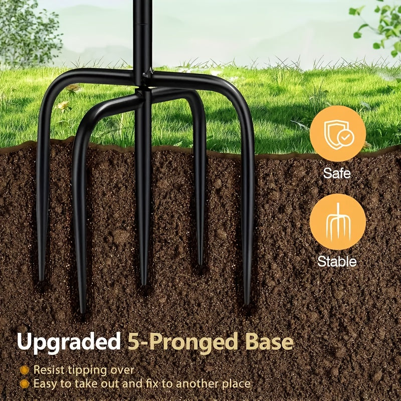 Two-Tier Bird Bath and Feeder with 5-Claw Ground Stake, Copper-Color Bowls and Leaf Accents