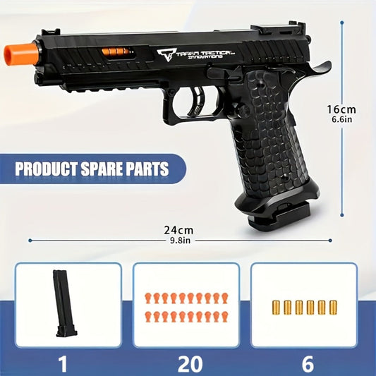 2011 Battle Master Semi-Auto Soft Bullet Toy Gun with Shell Ejecting – 1 Magazine, 20 Simulation Bullets, ABS Safe Plastic, Combat Role Play Pistol for Boys, Birthday Gift for Kids Ages 6+