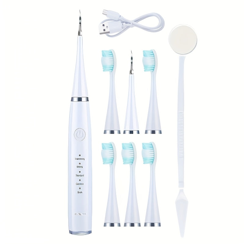 Electric Toothbrush Kit with Five Brush Heads, Two Accessory Cleaning Heads, USB Charging and Travel Case