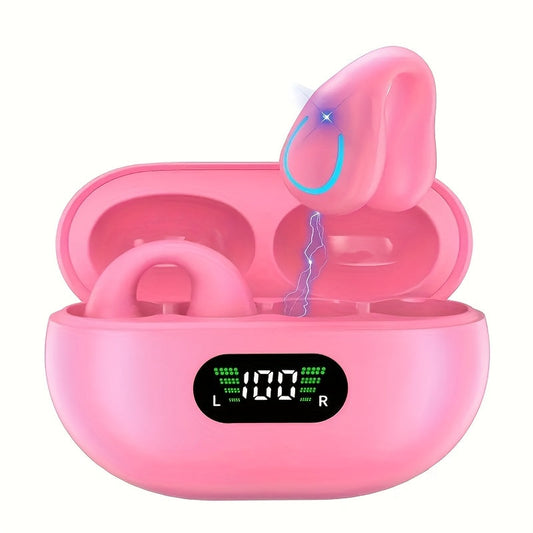 Open Ear Wireless Earphones Bluetooth 6.0, 360° Ambient Awareness, ENC Crystal-Clear Calls, Touch Control, LED Digital Charging Case with Real-Time Battery Display - Sport TWS Earbuds for Fitness & Outdoor Use