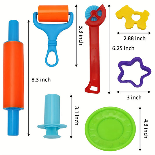 44-Piece Kids Clay Tools Set with Molds, Rolling Pins & Cutters – Non-Toxic Dough Accessories for Toddlers & Preschoolers, Easy-Grip Handles, Party Favor, Birthday Christmas Gift