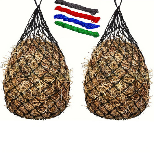 Slow Feed Hay Net for Horses 2-Pack – Durable Hay Bag Feeding Net for Horse, Sheep & Donkey | Reduces Waste & Promotes Healthy Eating, Available in Blue, Red & Green