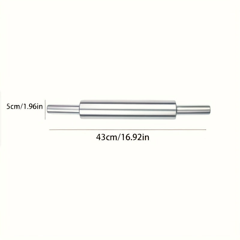 Stainless Steel Rolling Pin, Professional Non-Stick Dough Roller with Non-Slip Grip and Rounded Ends, Easy to Clean Baking Rolling Pin for Pizza Dough, Pie Crust, Pasta, Cookie, Bread, Multiple Sizes