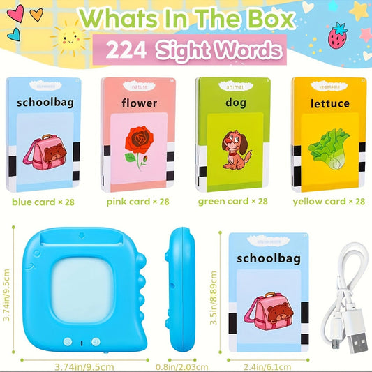 Talking Flash Cards for Kids 224 & 510 Words — Electronic Language Learning Device for Preschoolers Ages 3-6, Speech Therapy Toy, Autism Sensory Educational Gift Boys Girls