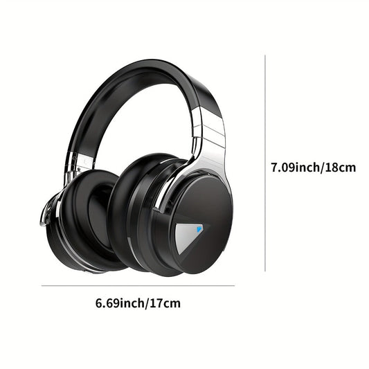 Active Noise Cancelling Over-Ear Headphones MIGHTY ROCK, Wireless Bluetooth 5.2 with 45mm Drivers Deep Bass, 30H Playtime Built-in Mic, Foldable Protein Earpads Headset for Travel Work Study Flight