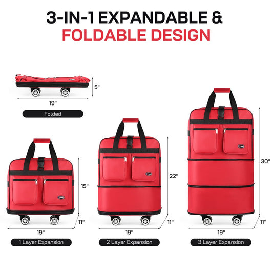 Carry On Luggage – 36 Inch, Spinner Wheels, Expandable, Foldable – alternate view