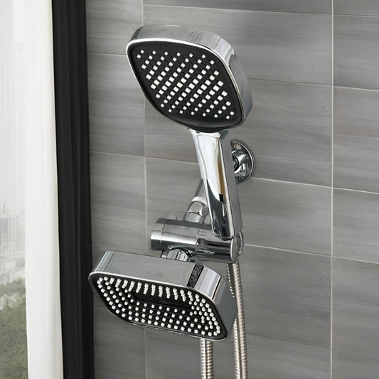 2-in-1 High Pressure Handheld Shower Head Set with Rain Showerhead – Long Hose T-Valve ABS Wall Mount Bathroom Upgrade