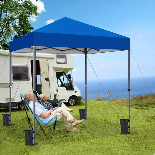 Pop Up Canopy One-Push Lock UPF 50+ Height Adjustable Instant Canopy Tent with Roller Bag, Guy Lines & Ground Anchors for Party, Wedding, Backyard & Commercial Events