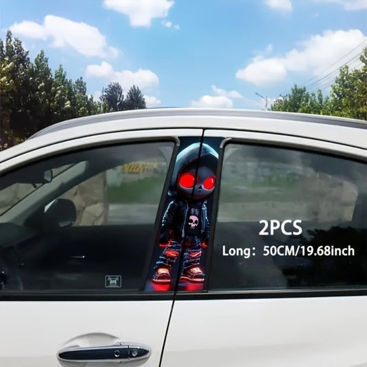 Skull Car Stickers 2pcs Waterproof Vinyl Decals – Funny Cartoon Bumper Sticker Set for Cars Trucks SUVs Motorcycles Helmets, Universal Fit, UV & Scratch Resistant