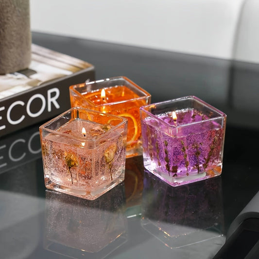 Floral Scented Candle 550g with True Flower Inlay – Large Botanical Candle in Glass Jar, Rose & Lavender Fragrance, Luxury Aromatherapy Home Decor, Perfect Birthday & Gift Candle for Women