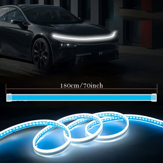 LED Engine Through-Light Bar 70 Inch High-Brightness White Light 2000-3000LM – Auto Welcome Mode Steering Effect 12V Wiring for Car SUV Universal Fit