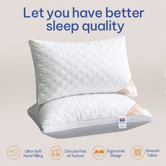 Queen Size Pillows for Side Sleepers – 800g Heavyweight Hotel Collection, Hypoallergenic Down Alternative, Ultra-Plush & Resilient, Machine Washable 20x30 Inches – Available in 1, 2 & 4 Pack (White/Gray)