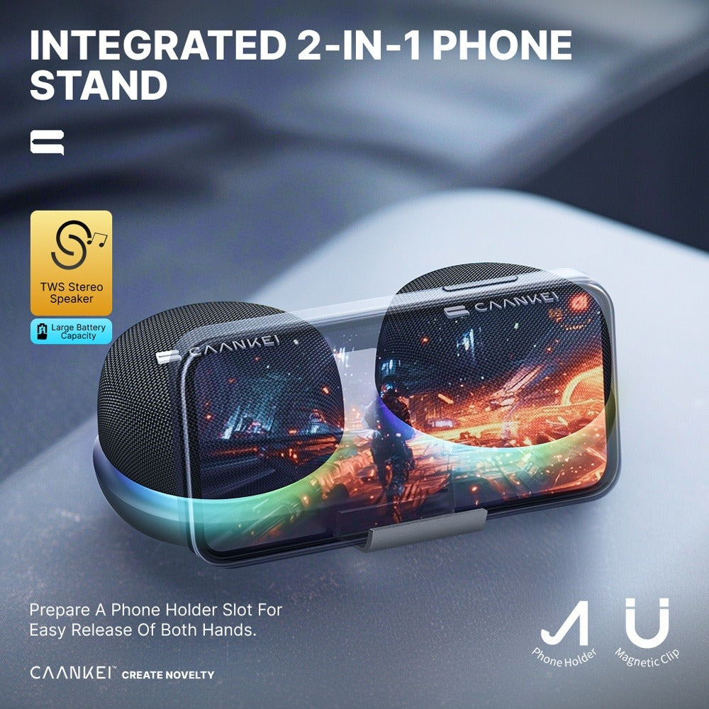 Portable Dual Speaker with Charging Base, Super Long Battery Life, Strong Bass Stereo Surround Sound