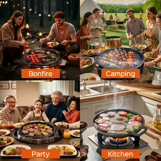 Pre-Seasoned Cast Iron Skillet Set 2 & 3 Piece – Non-Stick Durable Even-Heating Pan for Pizza, BBQ & Pancakes | Oven, Stovetop, Grill & Campfire Safe Versatile Home & Outdoor Cooking Cookware
