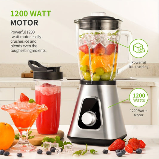Countertop Blender with 52oz Glass Jar & 22oz Travel Cup, 3-Speed Smoothie Blender for Frozen Fruit Drinks