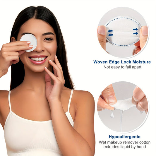 Makeup Remover Pads 600 Count Soft Hypoallergenic Lint-Free Cotton Rounds 360 Locking Edge Unscented Absorbent Disposable Face Pads for Makeup Removal Toner Skincare All Skin Types Women 6 Packs