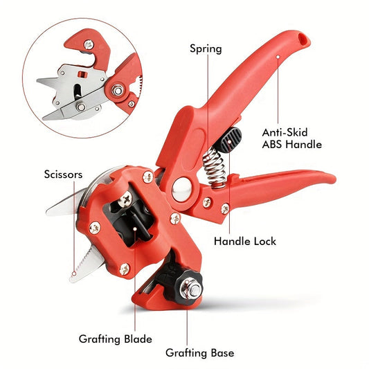 Grafting Scissor Shear Kit with V-Graft, Omega-Graft & U-Graft Blades, Professional High-Carbon Steel Pruner for Fruit Tree Grafting & Plant Propagation