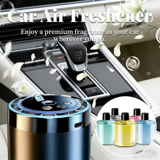4-in-1 Car Air Freshener Diffuser with Starry Sky Projection – Aromatherapy Humidifier Dynamic Ambient Light, USB Powered, Hilton Cologne Ocean Scents, Fits All Cars | 1 or 3 Bottle Bundle