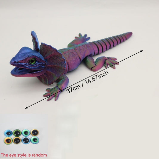 Frilled Neck Lizard Figurine 3D Printed – Large Umbrella Lizard Animal Sculpture 8 Color Styles, Reptile Collectible Desk Decor Unique Gift for Reptile Lovers Kids Teens Adults