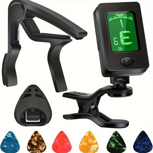 Chromatic Instrument Tuner, 9 Pcs Rosewood, Portable, Guitar, Accessories for Guitar detail image
