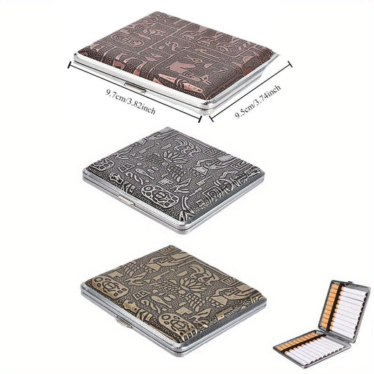 Cigarette Case - Leather & Metal 3 Pack Waterproof Snap Closure Creative Storage Box for - product detail view 2