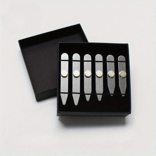 Collar Stays - for Men 3 Pairs Metal Black Gold - Reinforced Shirt Stiffeners for Dress - product detail view 2