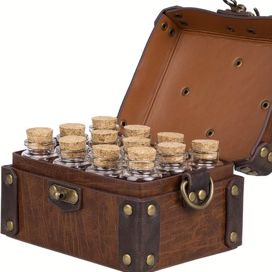 Costume Accessories - Alchemist Bag Medieval Vintage Messenger Bag with 12 Cork Potion Bottles - product detail view 2