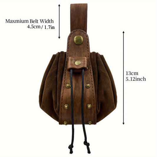 Costume Belt Set - Renaissance 5pcs | Medieval Viking Embossed Faux Leather with Pouches - product detail view 2