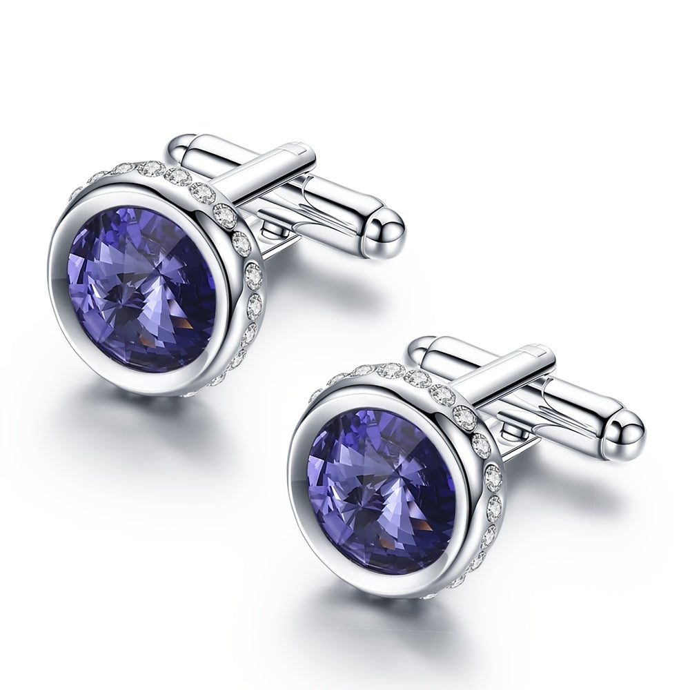 Cufflinks - for Men Sparkling Crystal French Cuff Links Elegant Formal Dress Shirt - product detail view 16