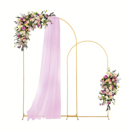 Golden Metal Wedding Arch Backdrop Stand Set of 2 (7.2FT & 6FT) | Balloon Arch Frame for Wedding Ceremony, Birthday Party, Baby Shower, Graduation & Holiday Event Decoration
