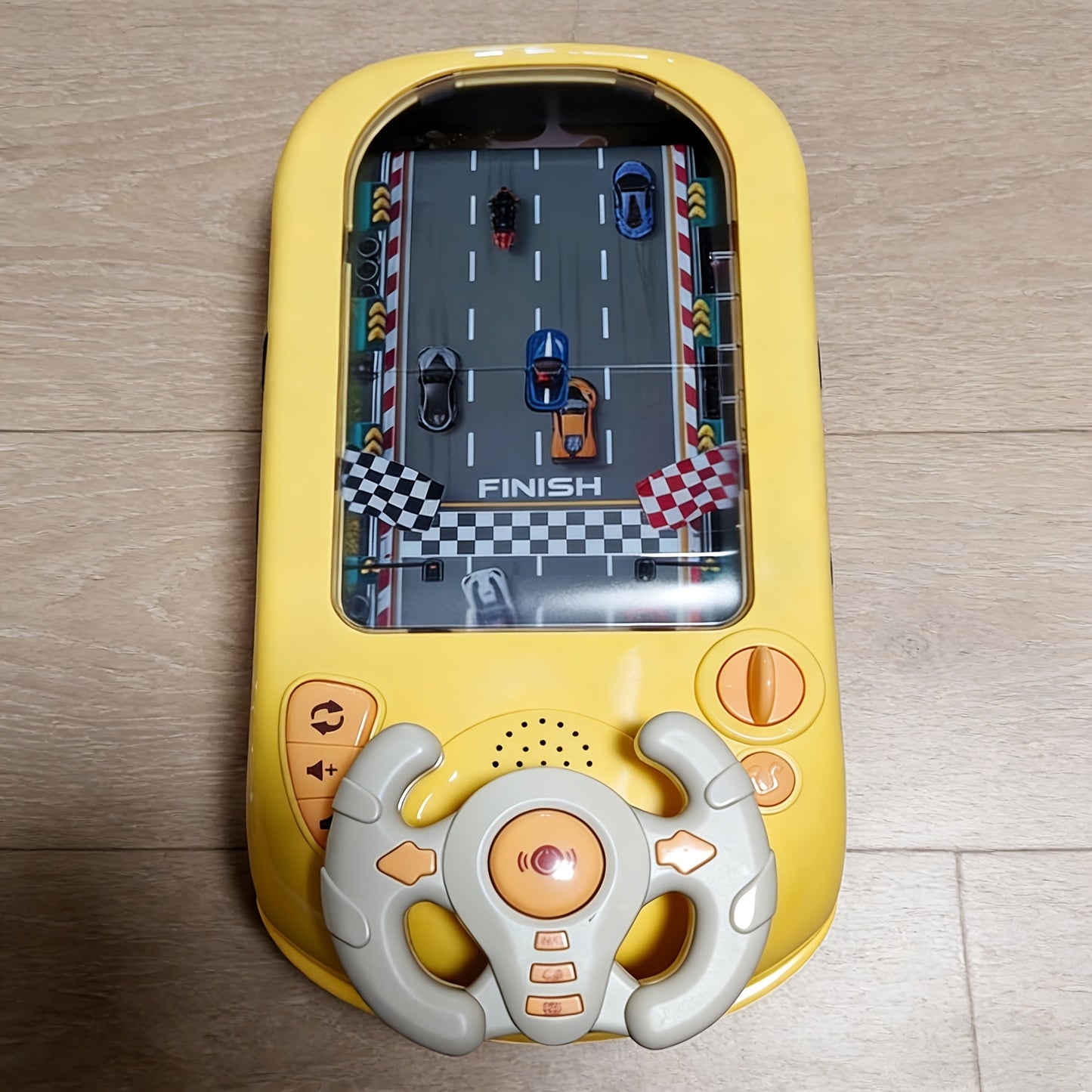 Electronic Racing Steering Wheel Game Toy with 200 Pictured Levels, Two Speeds and Yellow or Green Options